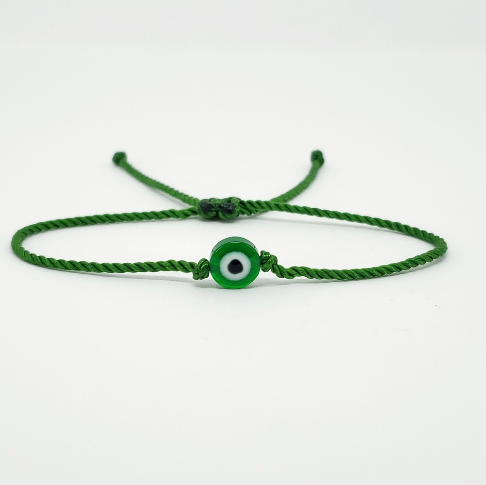 Evil eye bracelet green SINGLE string wristband money bracelet luck & protective